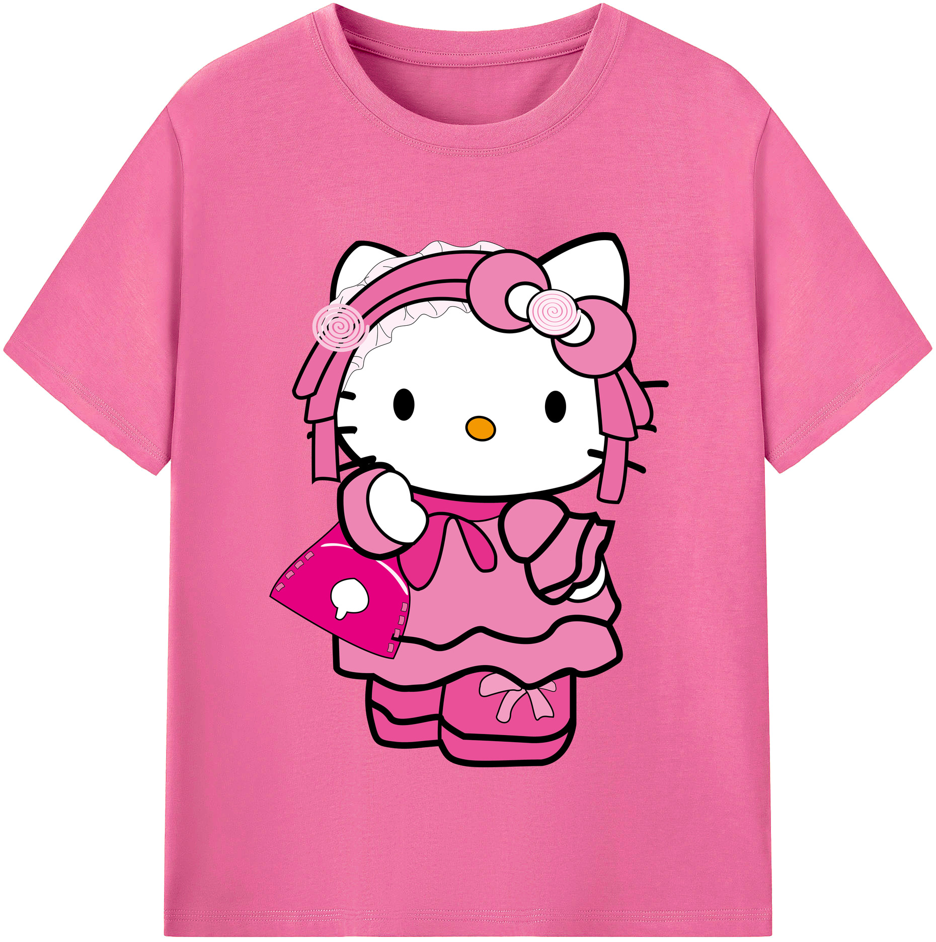 （画像用） Hello Kitty ハローキティ レディースカジュアルプリントTシャツ（綿100％）
